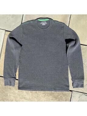 Y2K Minimalist Grey + Green Stitch Waffle Knit Thermal
